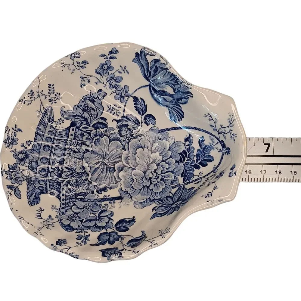 Blue Floral Chinoiserie Shell Shaped Dish Charlotte Royal Crownford Ironstone